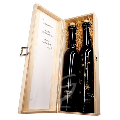 Etter Weihnachtspfl�mli und Vieille Prune No�l in Holzkiste