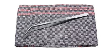 Grill & Kochpinzette abgewinkelt Rostfrei inkl. Grubentuch