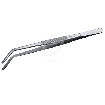 Grill & Kochpinzette abgewinkelt Rostfrei inkl. Grubentuch