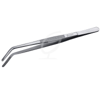 Grill & Kochpinzette abgewinkelt Rostfrei inkl. Grubentuch